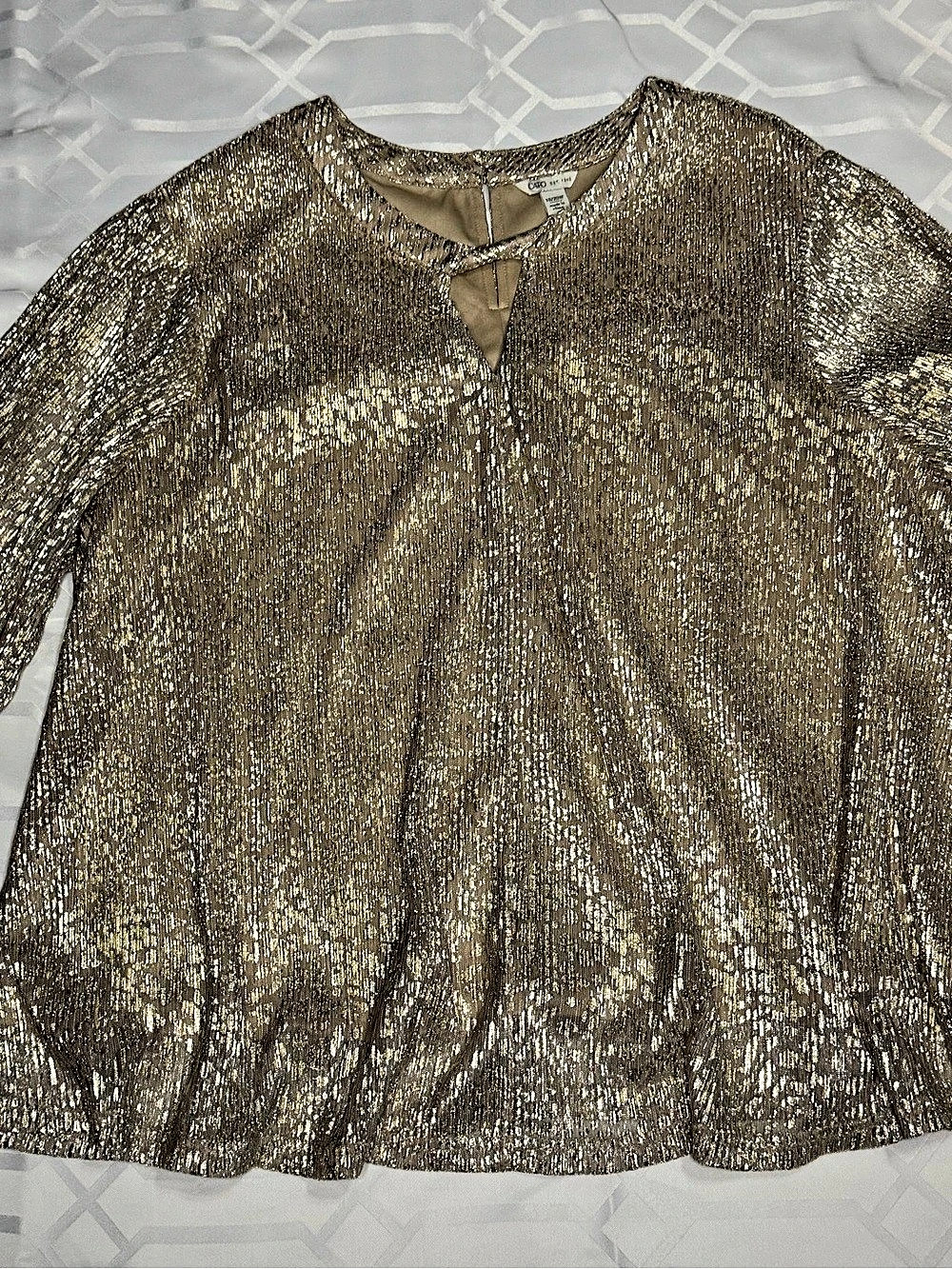 Cato Metallic Long Sleeve Blouse NWT
